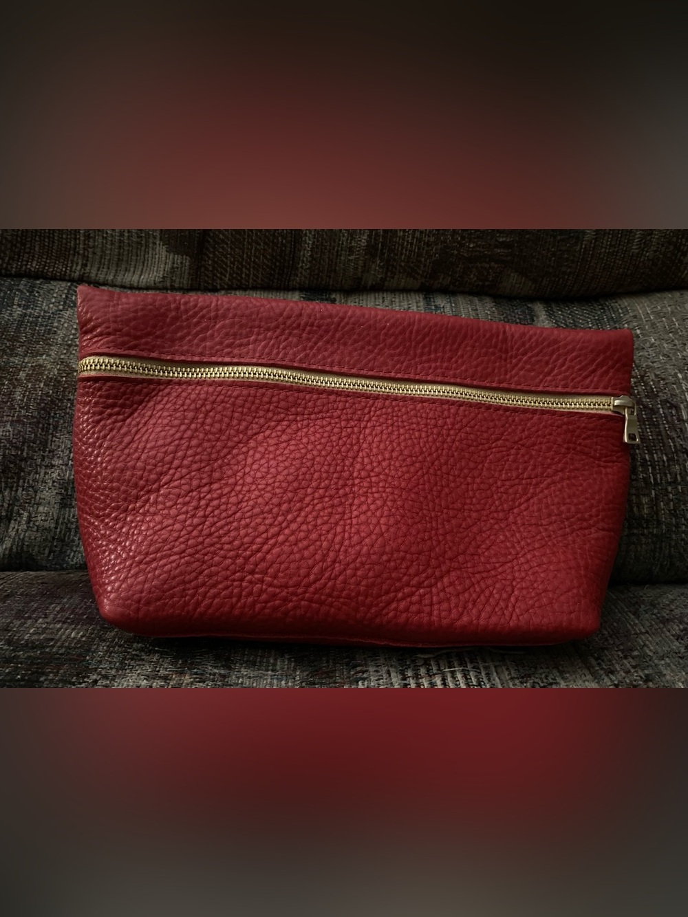 Portland Leather makeup bag Extra Large- Sugar.